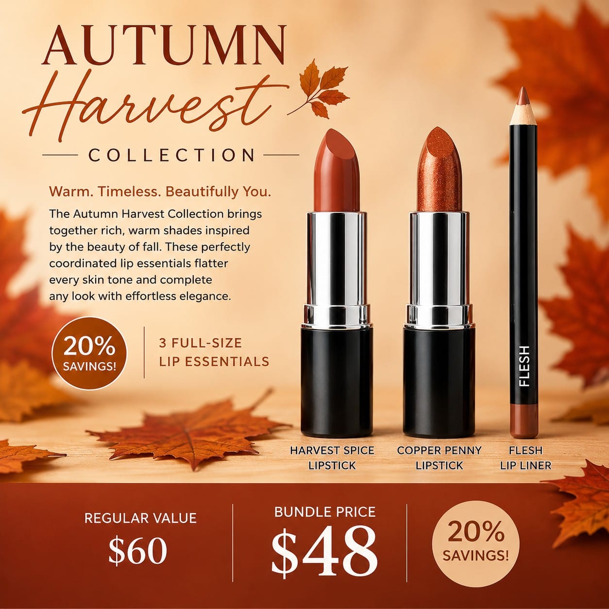 Danyel Cosmetics & Marli Skin Care Lipstick Autumn Harvest Lip Collection