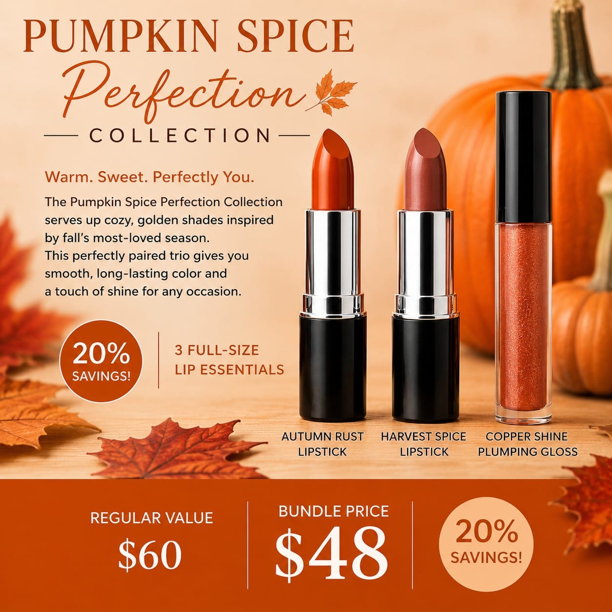 Danyel Cosmetics & Marli Skin Care Lipstick Pumpkin Spice Perfection Collection