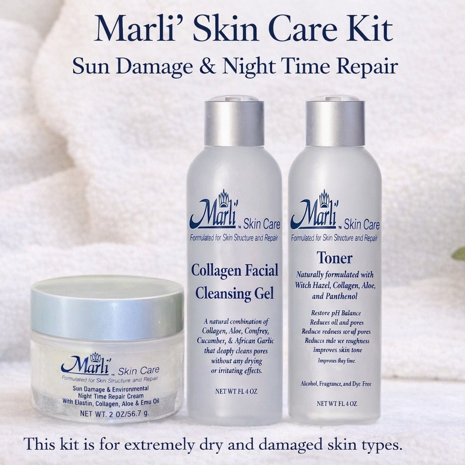 Marli Skin Care Skin Care Marli Complete Skin Care Kit with Sun Damage & Environmental Night Time Repair Cream