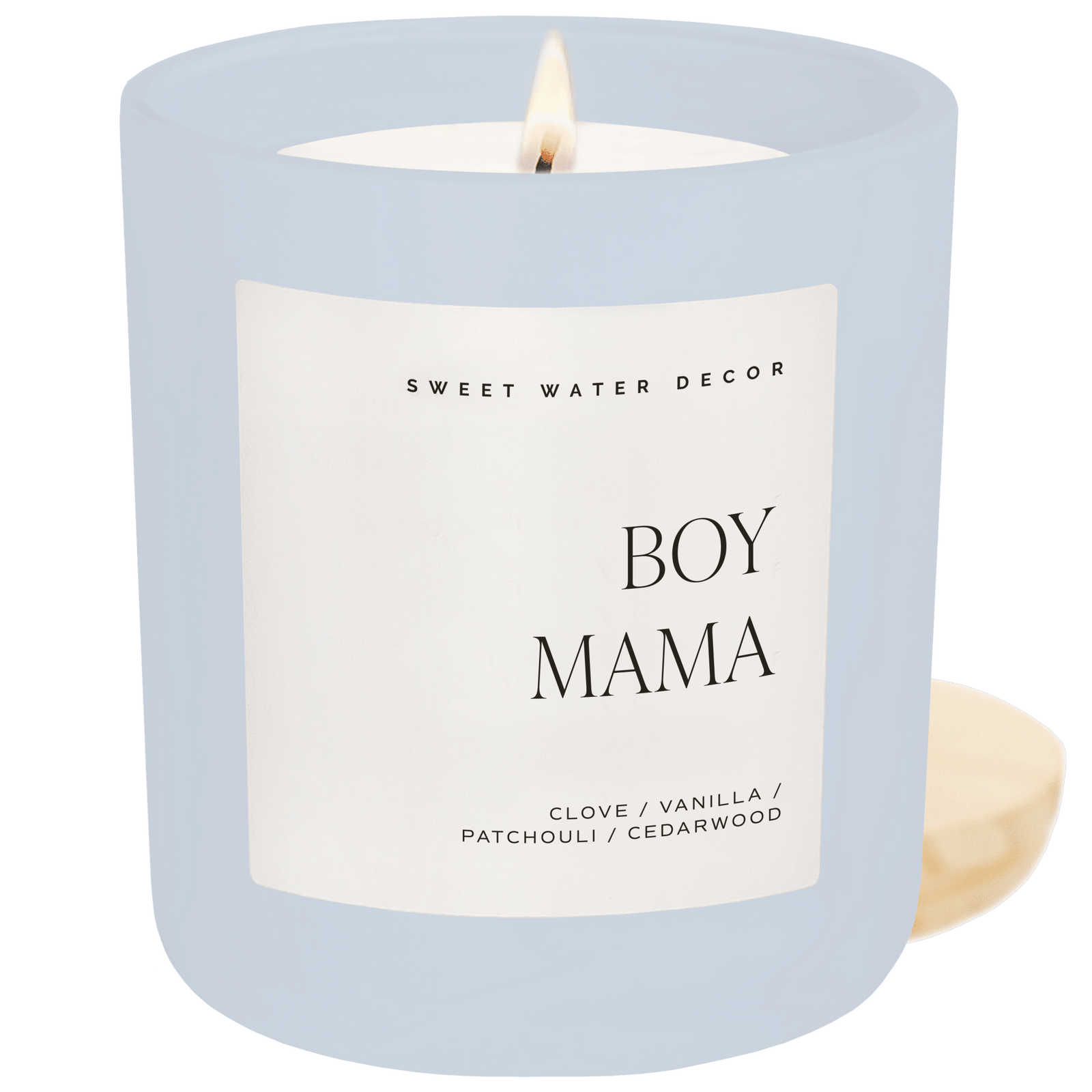 Sweet Water Decor Candles Boy Mama Soy Candle - Blue Matte Jar - 15 oz (Palo Santo Patchouli)