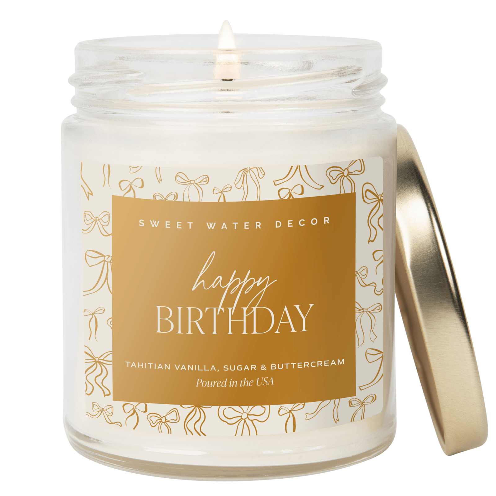 Sweet Water Decor Candles Happy Birthday Soy Candle - Clear Patterned Jar - 9 oz