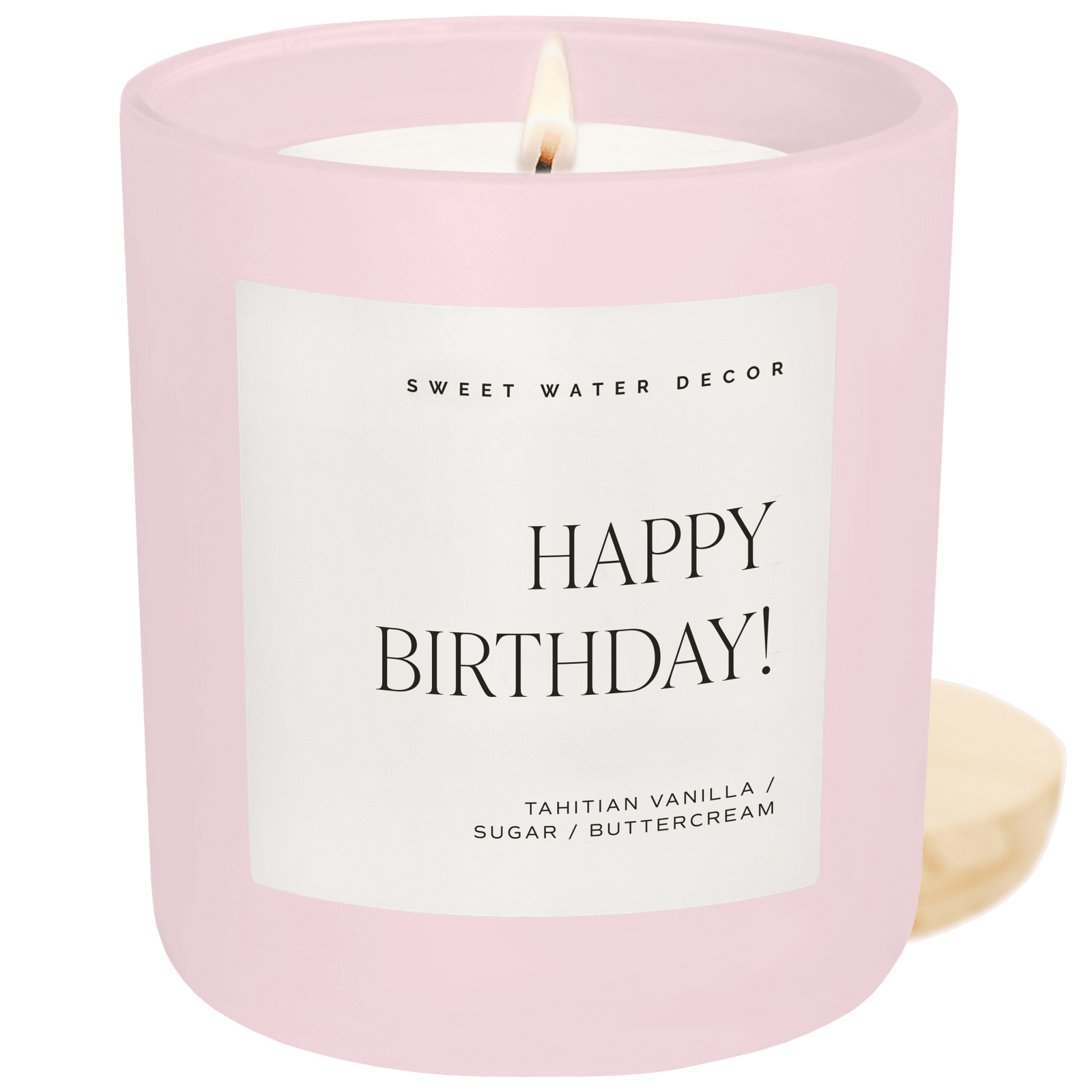Sweet Water Decor Candles Happy Birthday Soy Candle - Pink Matte Jar - 15 oz (Vanilla Buttercream)