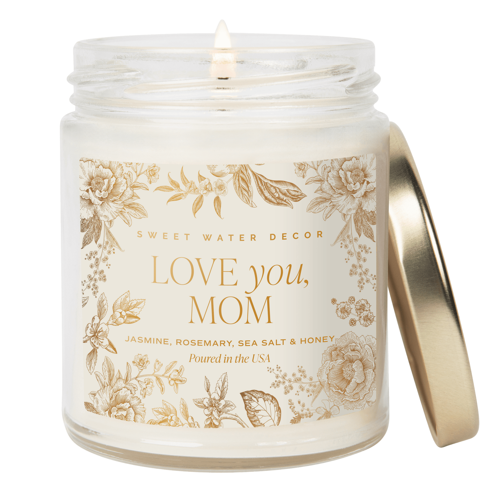 Sweet Water Decor Candles Love You, Mom Soy Candle - Clear Patterned Jar - 9 oz