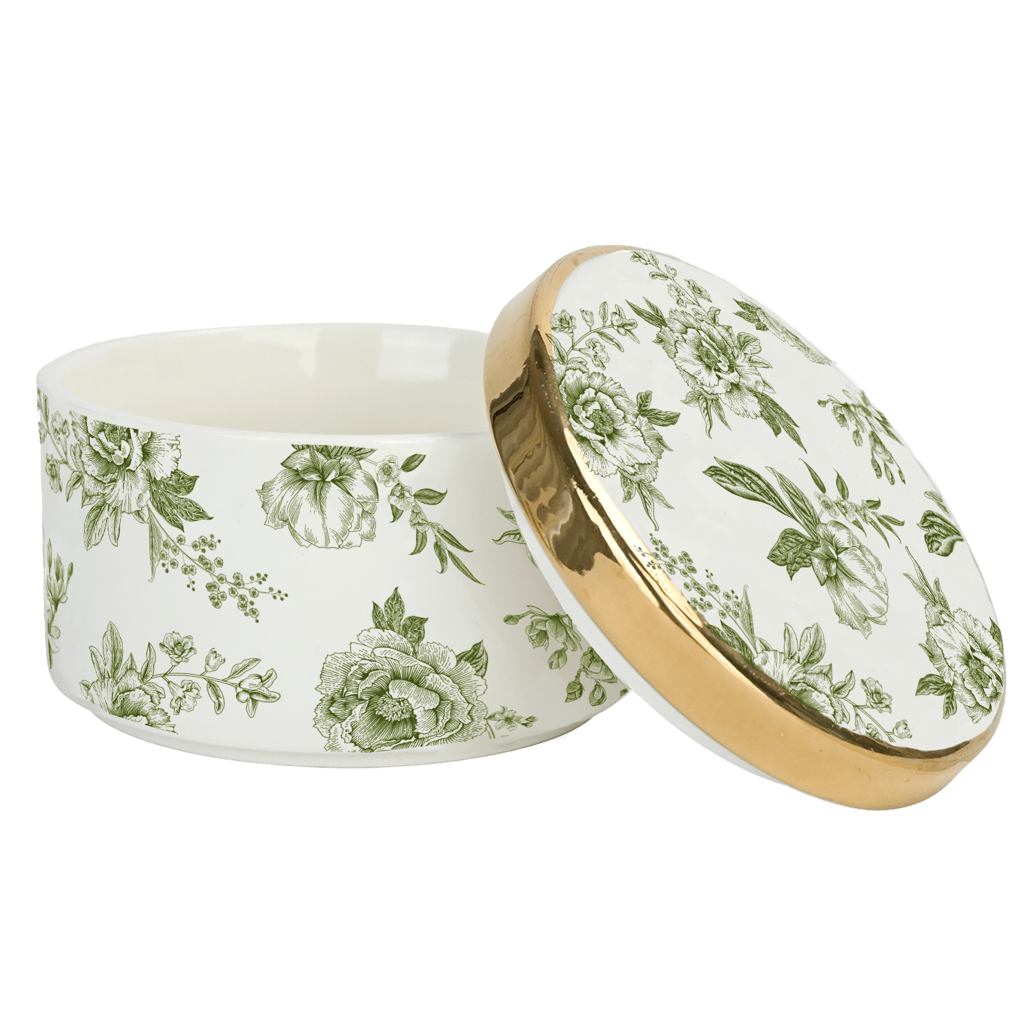 Sweet Water Decor Trinket Box Green Delft Trinket Dish with Lid